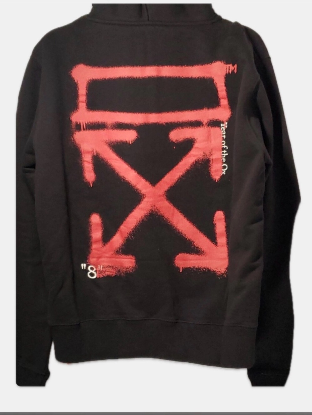 Off-White Black Hoodie Sweater with Red Spray Arrow Graphic NWT